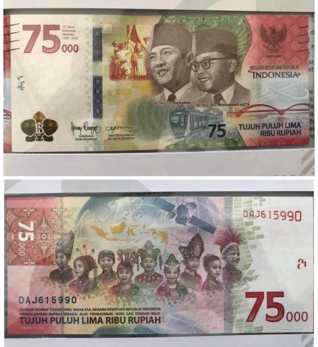 
 Uang Baru 75 ribu Rupiah. 3 Angka Nol lebih Kecil