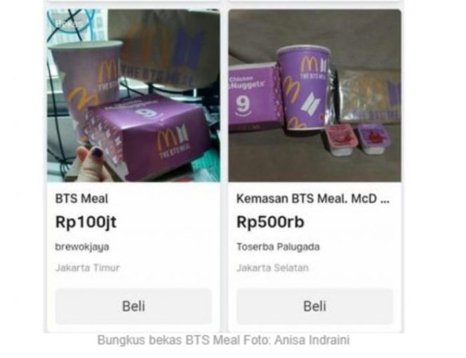 
 Lha Ilok, Bungkus Bekas BTS Meal Ada yang Jual Sampai 100 juta?