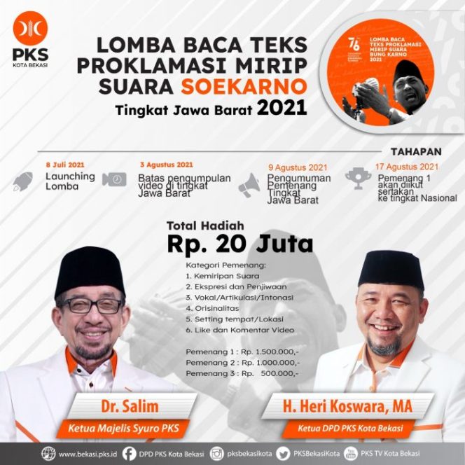 
 Balas Stigma Negatif PKS Anti Kebangsaan, Heri Koswara Ajak Warga Kota Bekasi Ikut Lomba Baca Teks Proklamasi