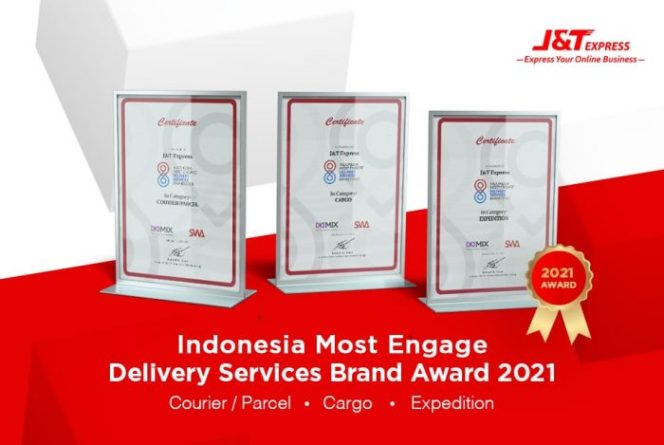 
 Jelang Genap 6 Tahun Berdiri, J&T Raih Penghargaan Indonesia Most Engage Delivery Services Brand 2021  