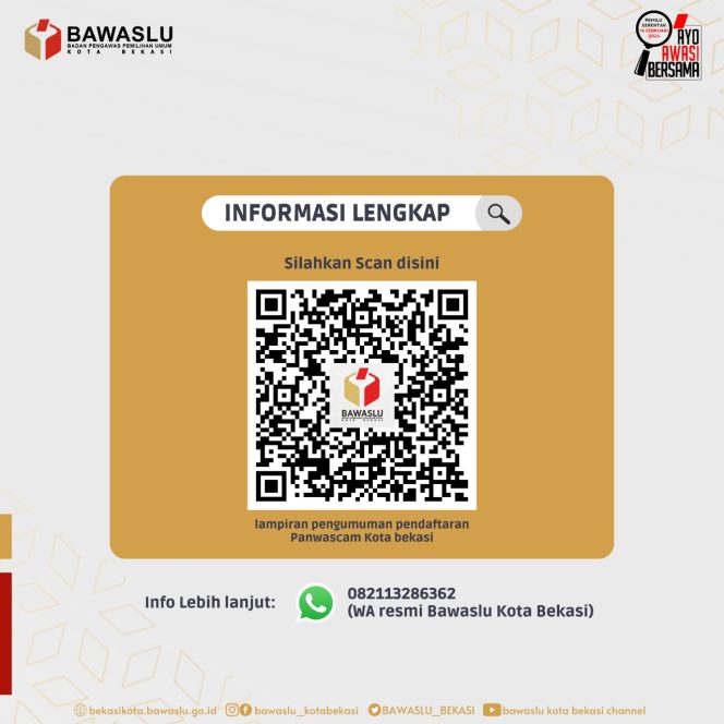 
 Bawaslu Kota Bekasi Buka Pendaftaran Panwas Kecamatan, Ini Syaratnya