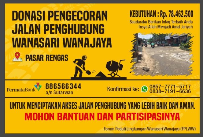 
 Lelah Menunggu Pemda Perbaiki Jalan Pasar Rengas, Warga Wanasari-Wanajaya Cibitung Bikin Gerakan Ini