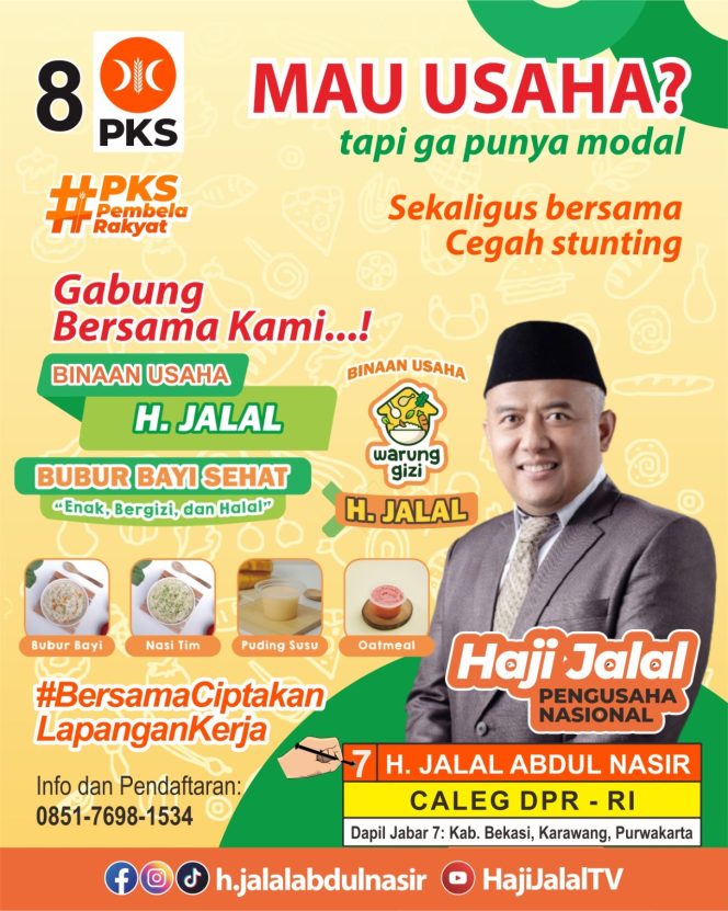 
 Daftar Sekarang! Haji Jalal Abdul Nasir Siap Luncurkan “Warung Gizi Haji Jalal”