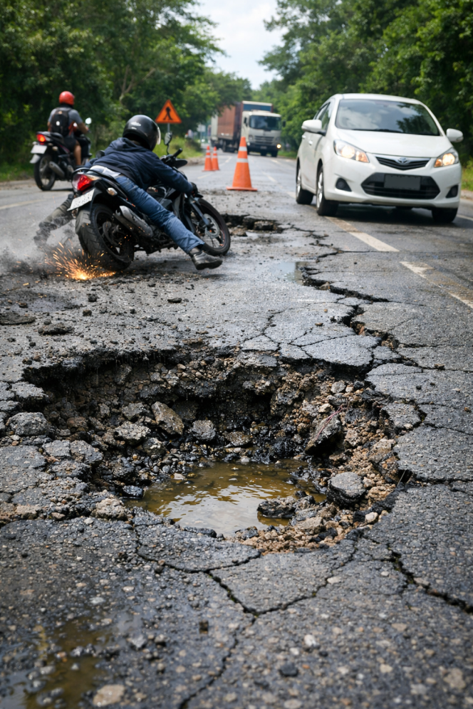 
 Protes Status Tersangka Tukang Ojek Akibat Jalan Berlubang, F-Speed Pandeglang Tuntut Keadilan